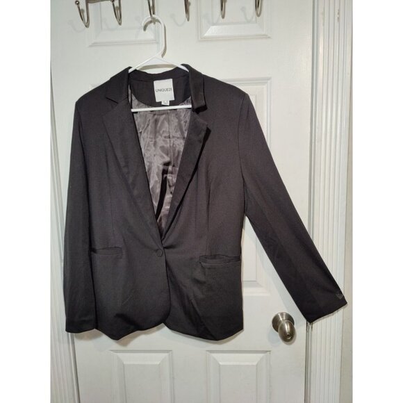 Unique 21 Womens' One-Button Boyfriend Black Suit Jacket Blazer Sz 12 NWOT - Picture 9 of 9